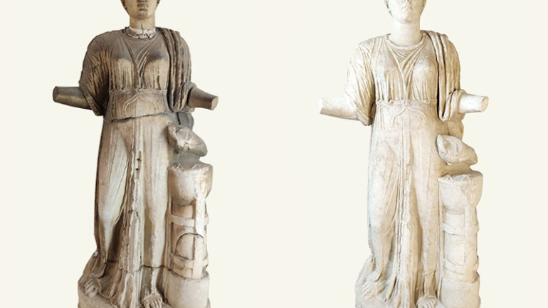 restauro-lapideo-figura-femminile-statua-marmo-I-III-sec.