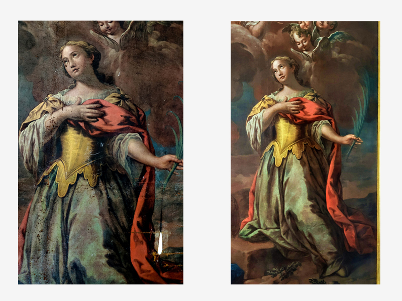 Restauro-dipinto-su-tela-raffigurante-Santa-Lucia-in-gloria,-XVII-secolo,-330-x-180-cm,-anno-restauro-2021